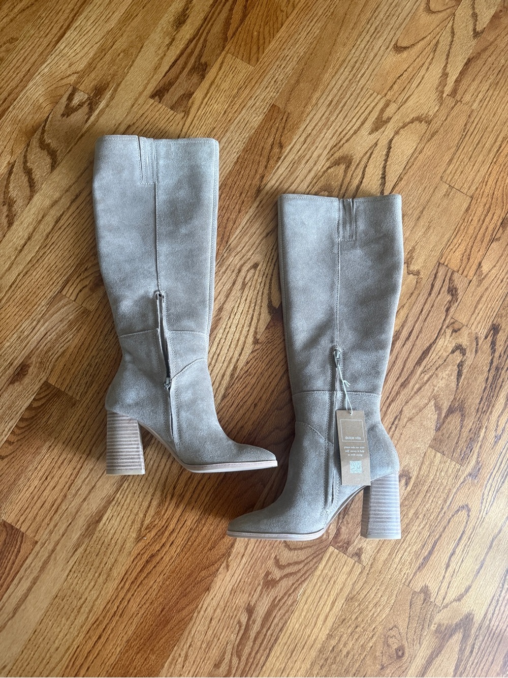 Dolce Vita Taupe Suede Over-the-Knee Block Heel Boots